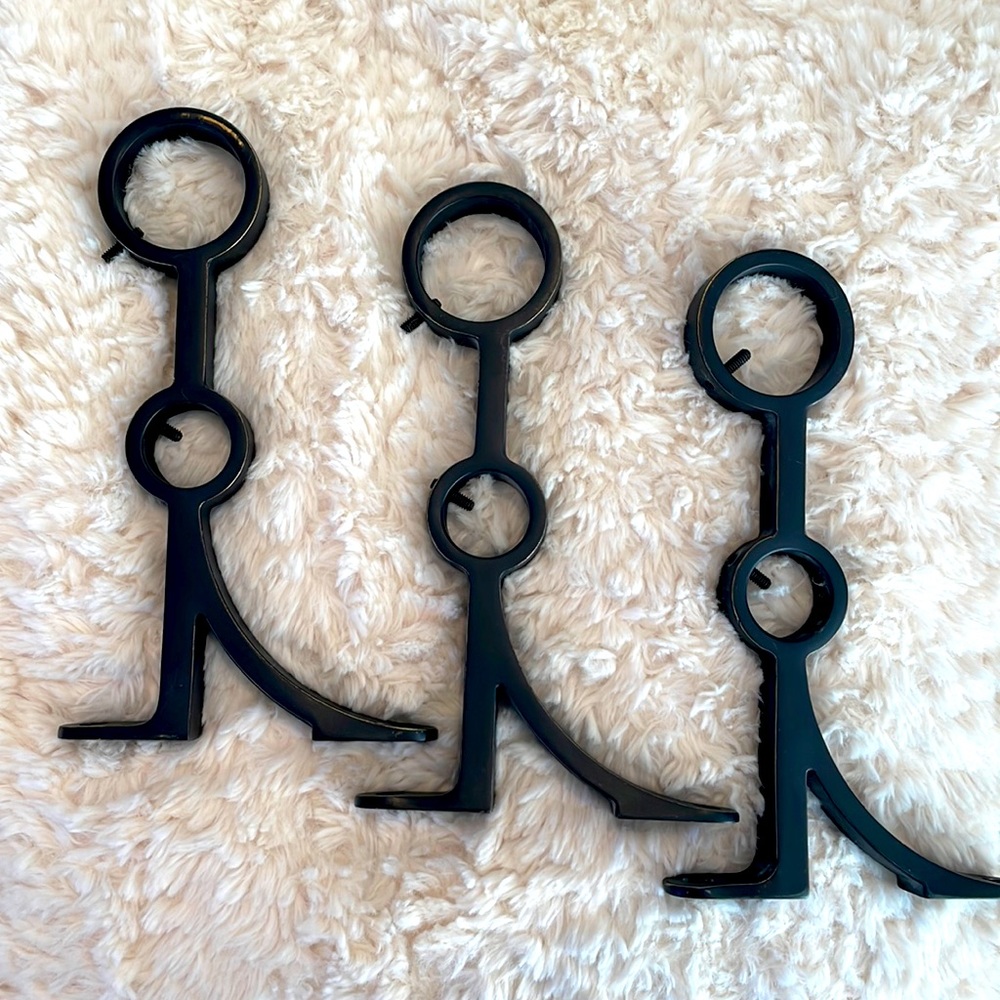 POTTERY BARN - Antique Bronze Double Curtain Rod Brackets (Set of 3)